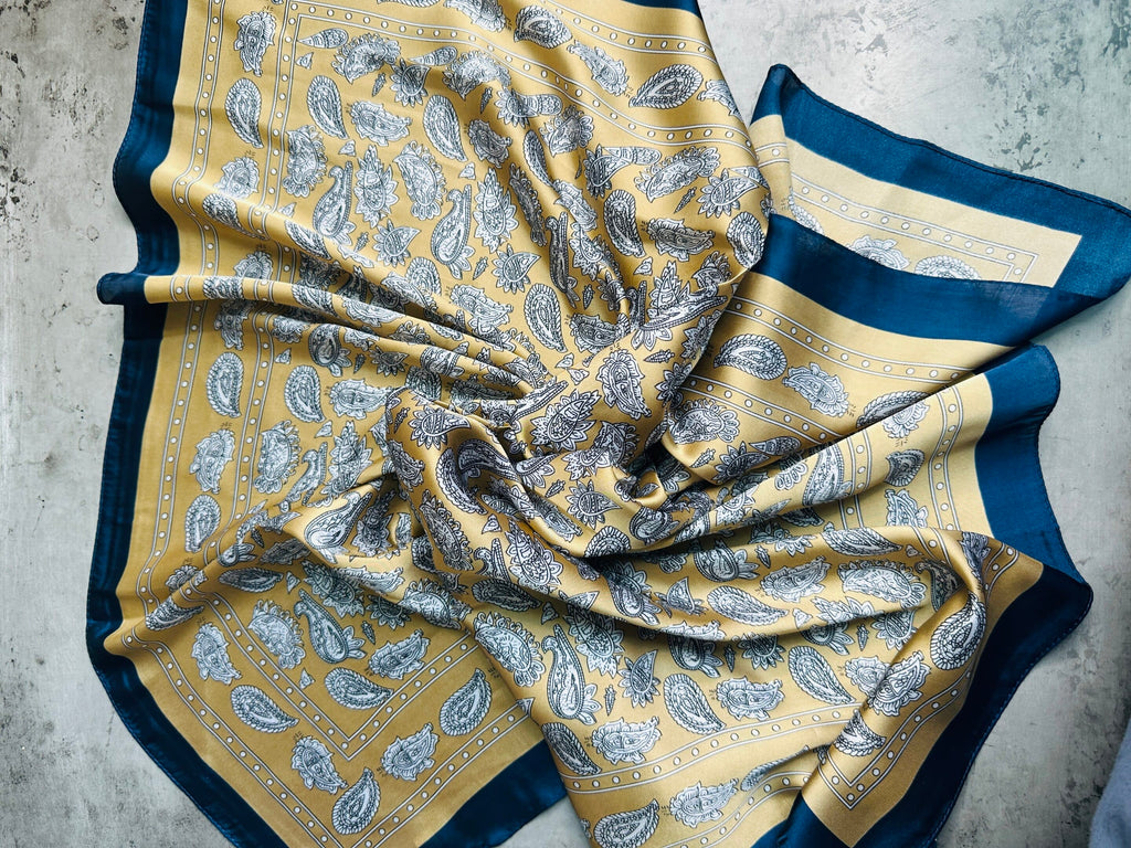 Lemon Sapphire Paisley Wild Rag image 1