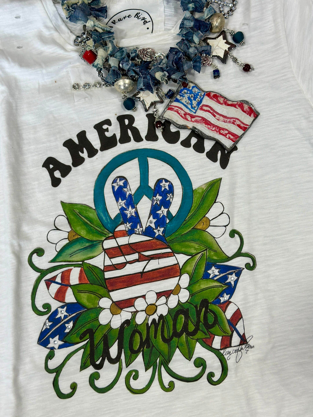 "PEACE OUT AMERICAN WOMAN" SHIRT image 2