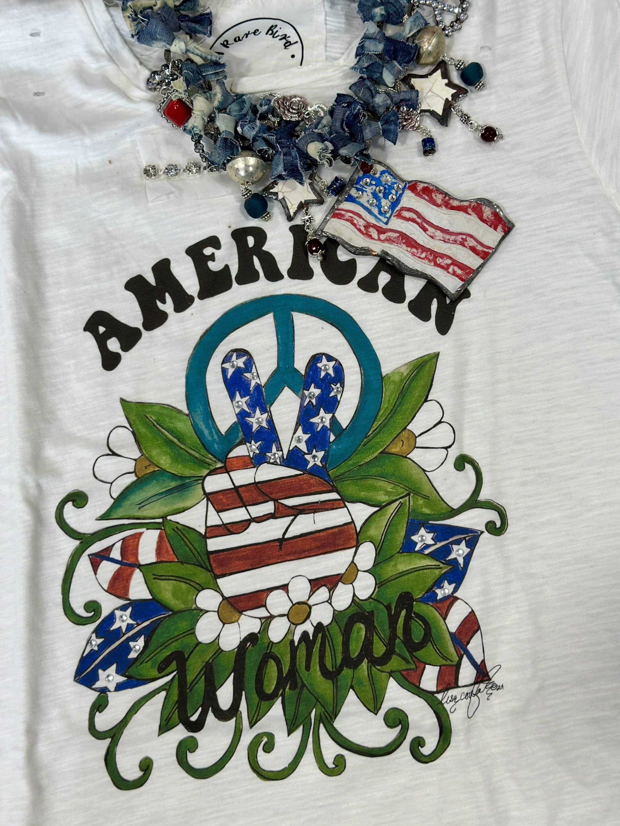 "PEACE OUT AMERICAN WOMAN" SHIRT image 2