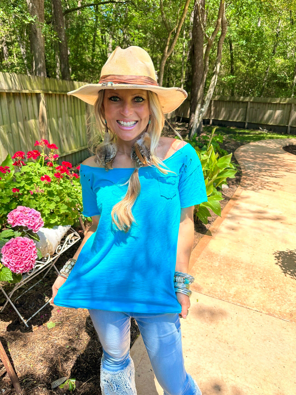 Electric Blue Rip Tattered Shirt image 0