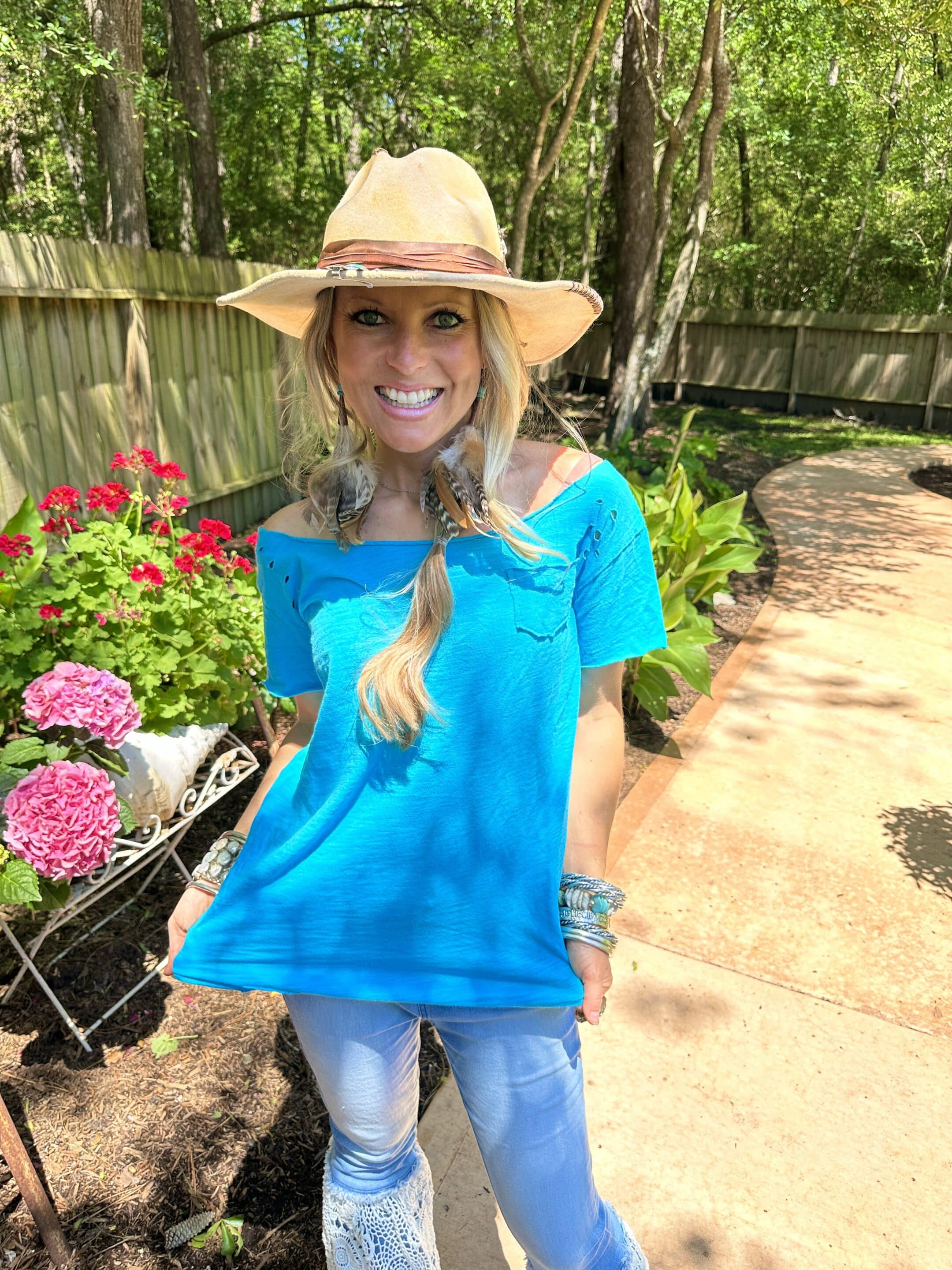 Electric Blue Rip Tattered Shirt image 0