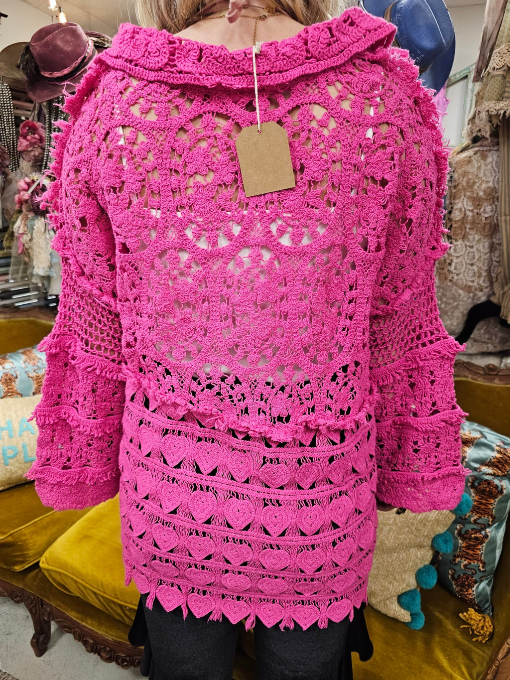 Hand Crochet Magenta Heart Shirt image 3