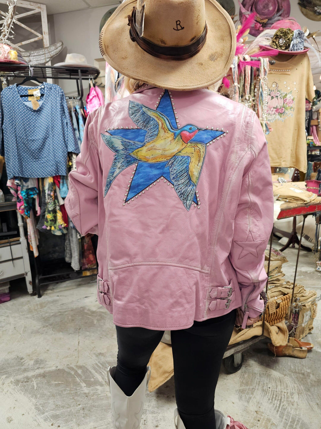 Rare Bird Art Leather Jacket image 1