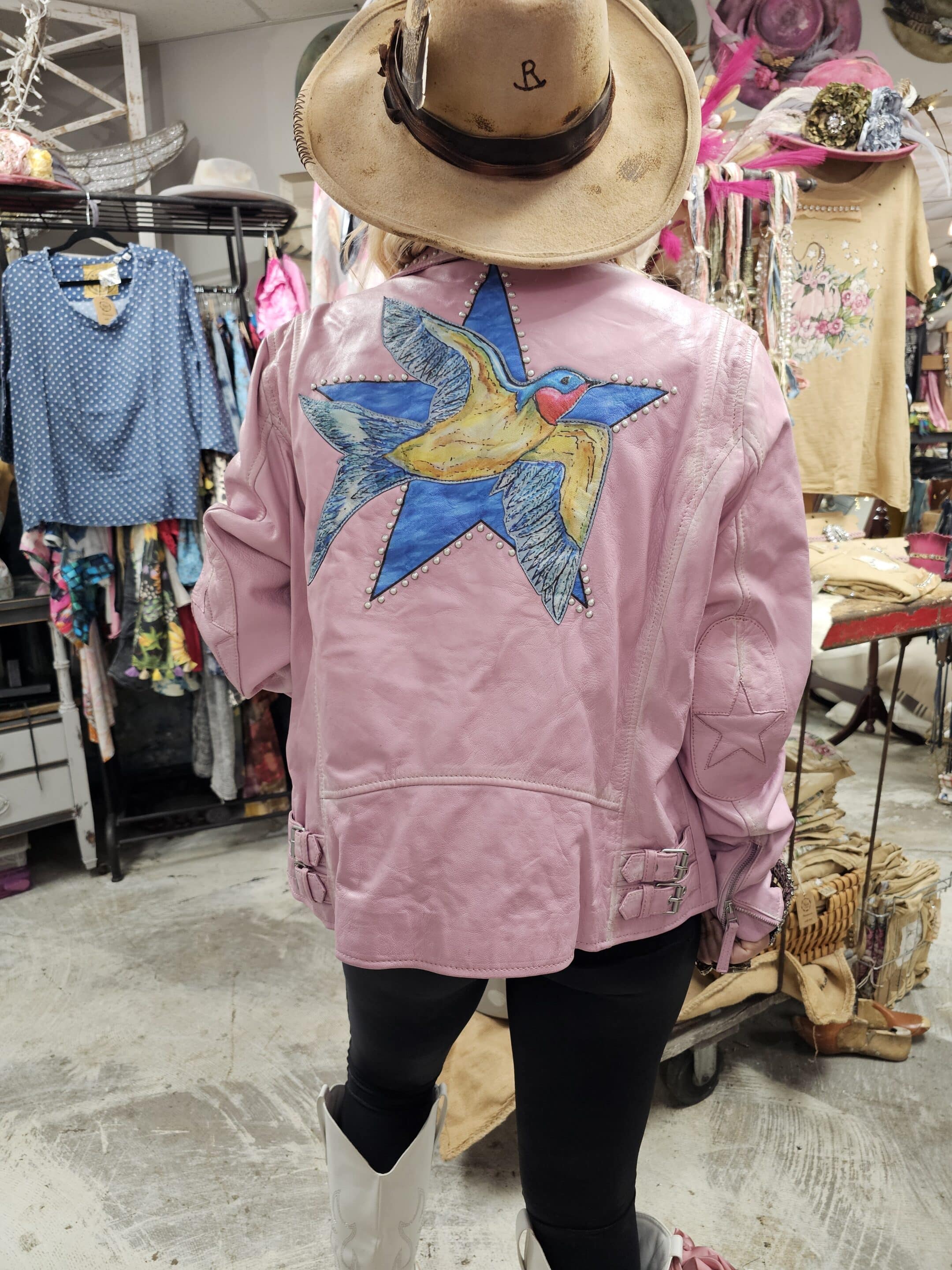 Rare Bird Art Leather Jacket image 1