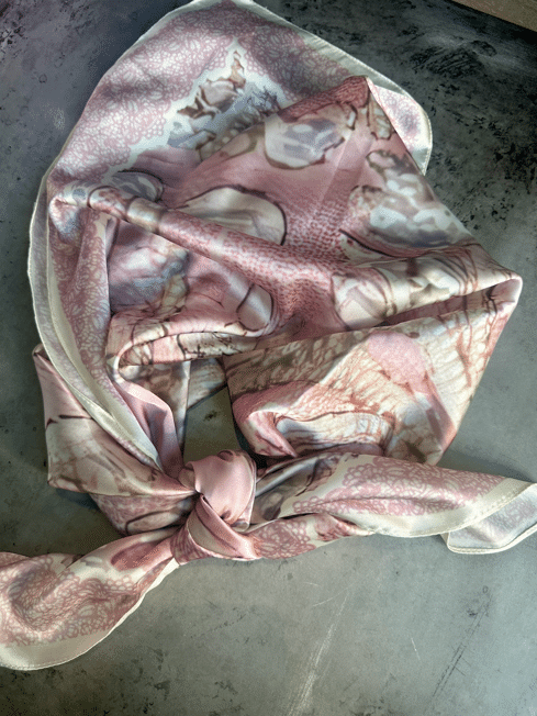 Pink Large Paisley Clouds Silk Rayon Wild Rag image 3