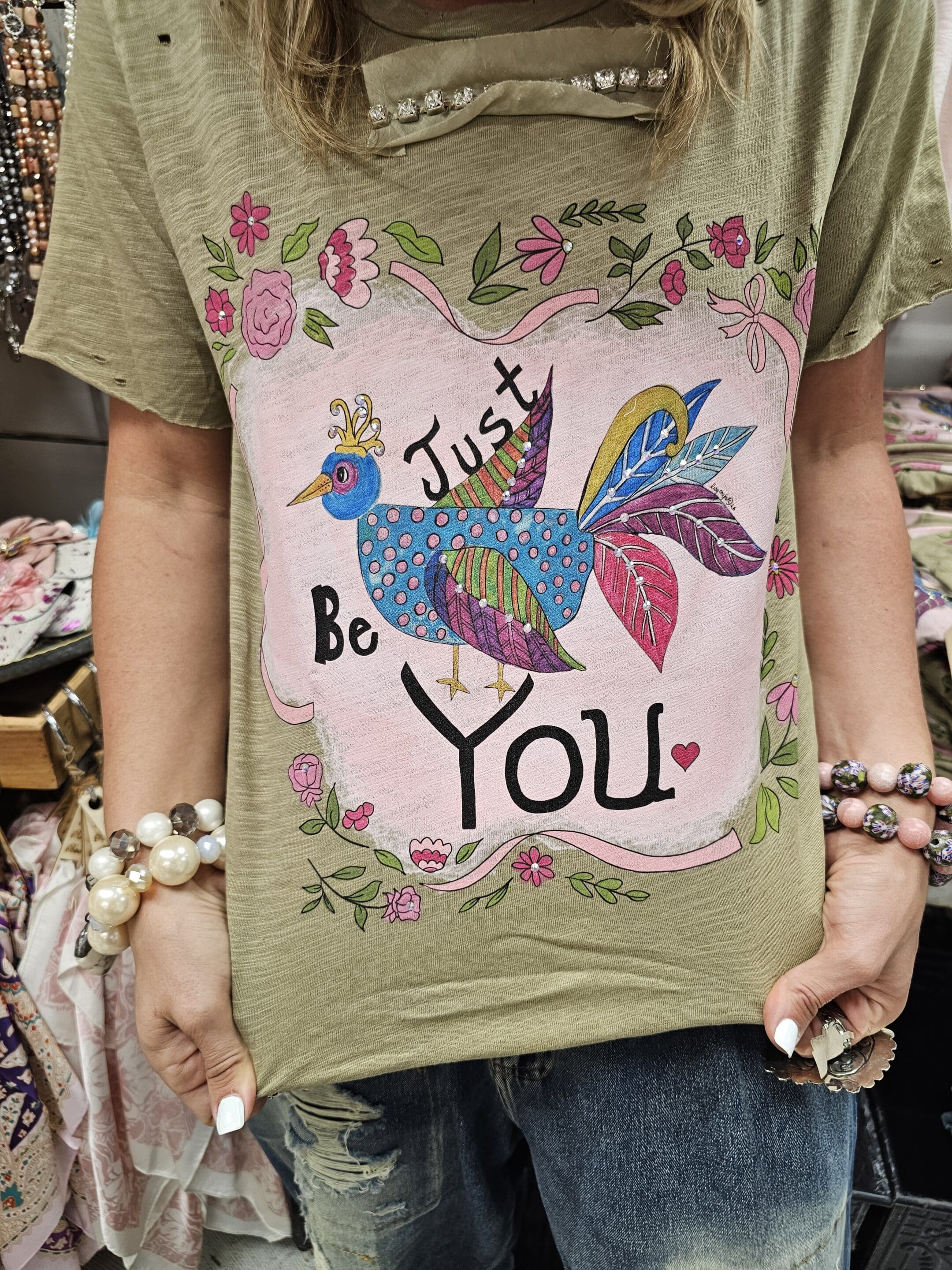 Just Be You Olive Tattered Tee Bundle image 1