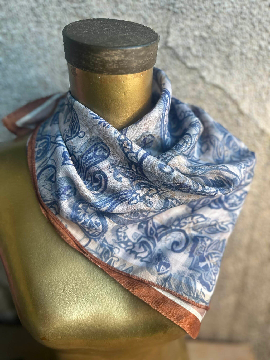 Rust Paisley/Navy Paisley Silk Velvet Wild Rag image 5