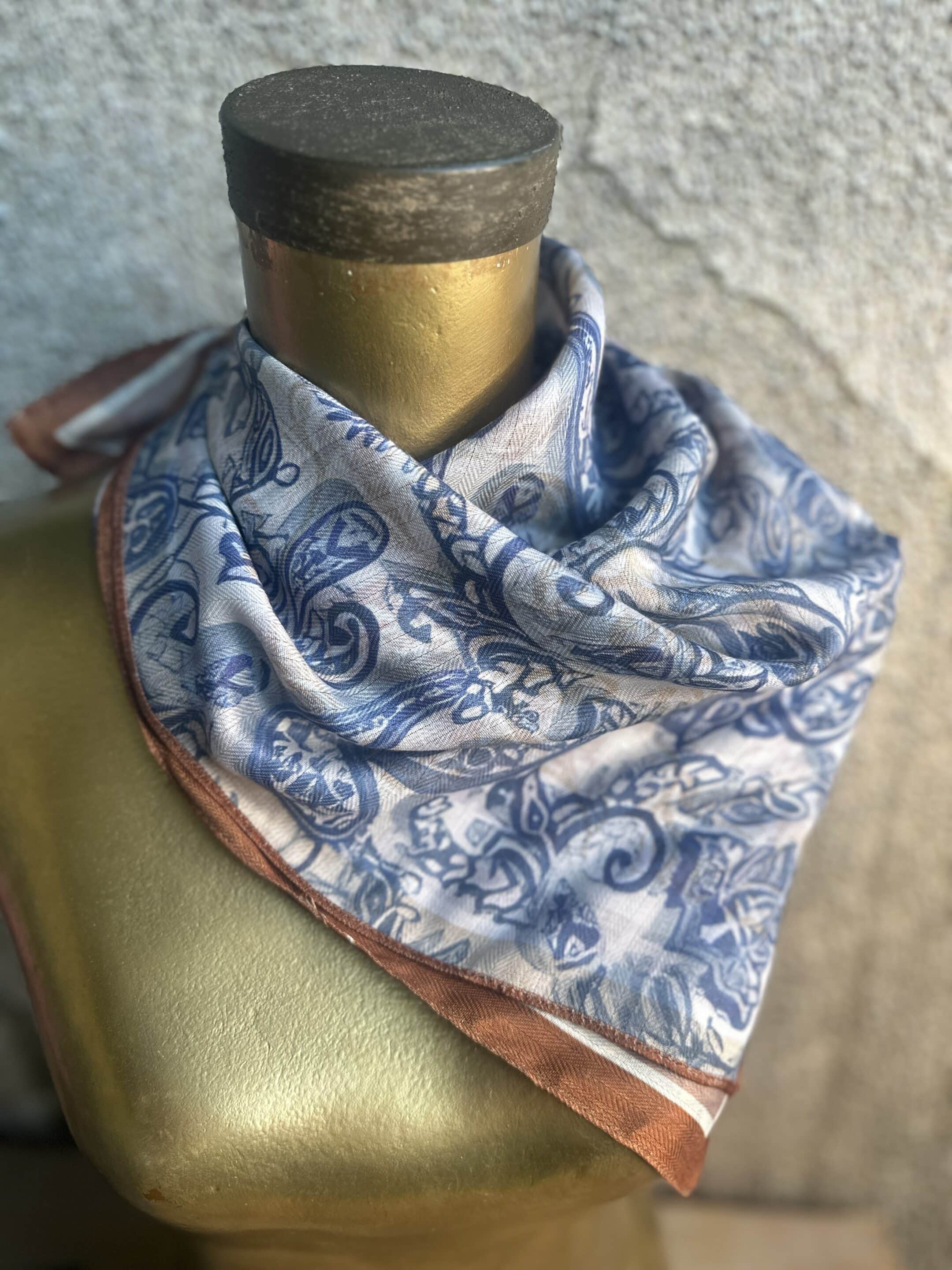 Rust Paisley/Navy Paisley Silk Velvet Wild Rag image 5