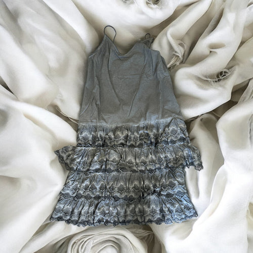 Black Distressed Ruffle Slip Dress image 0