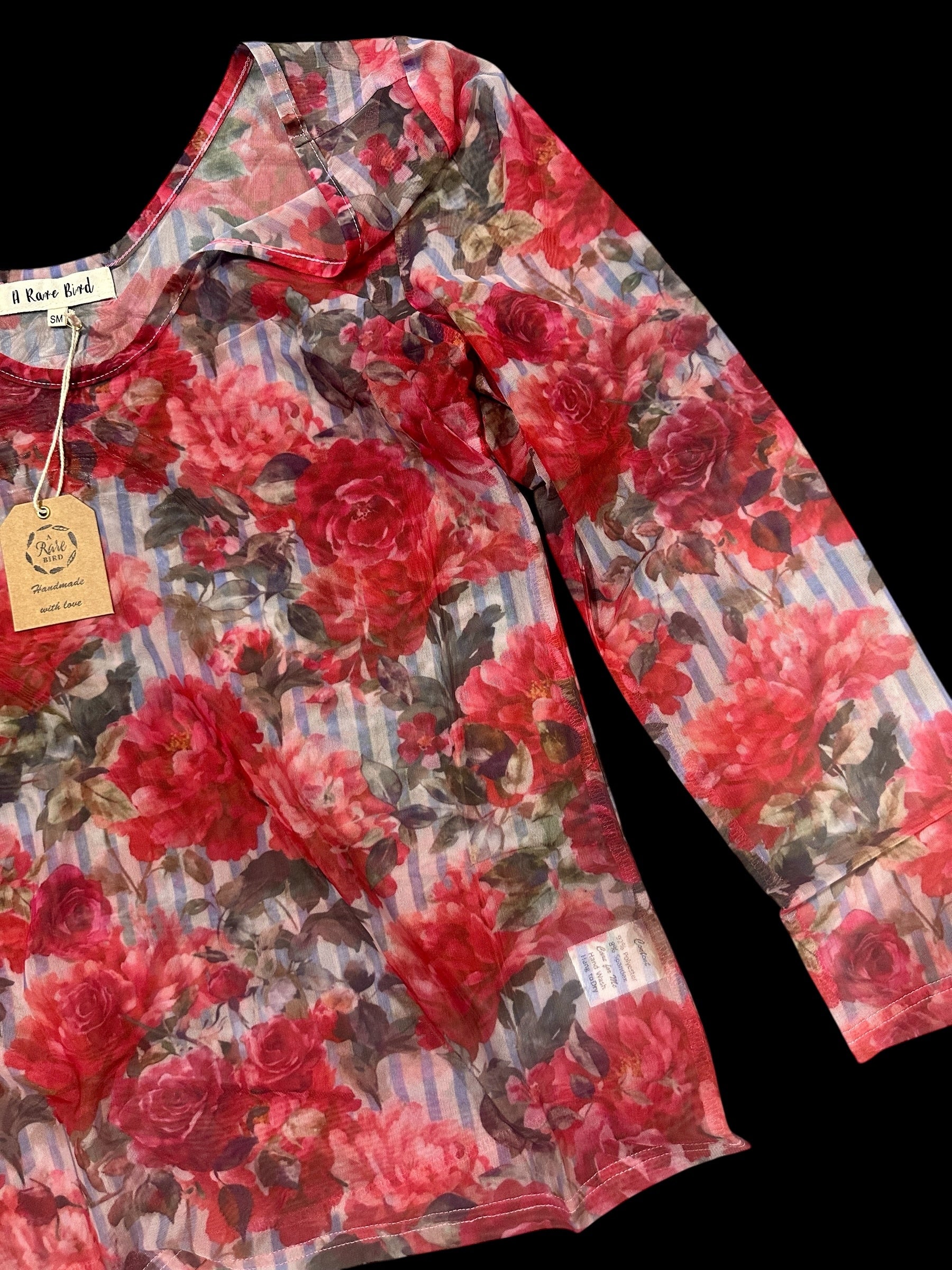 Stripes and Roses Mesh Top image 1