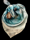 Cobalt Orange Lotus Flower Silk Velvet Wild Rag image 0