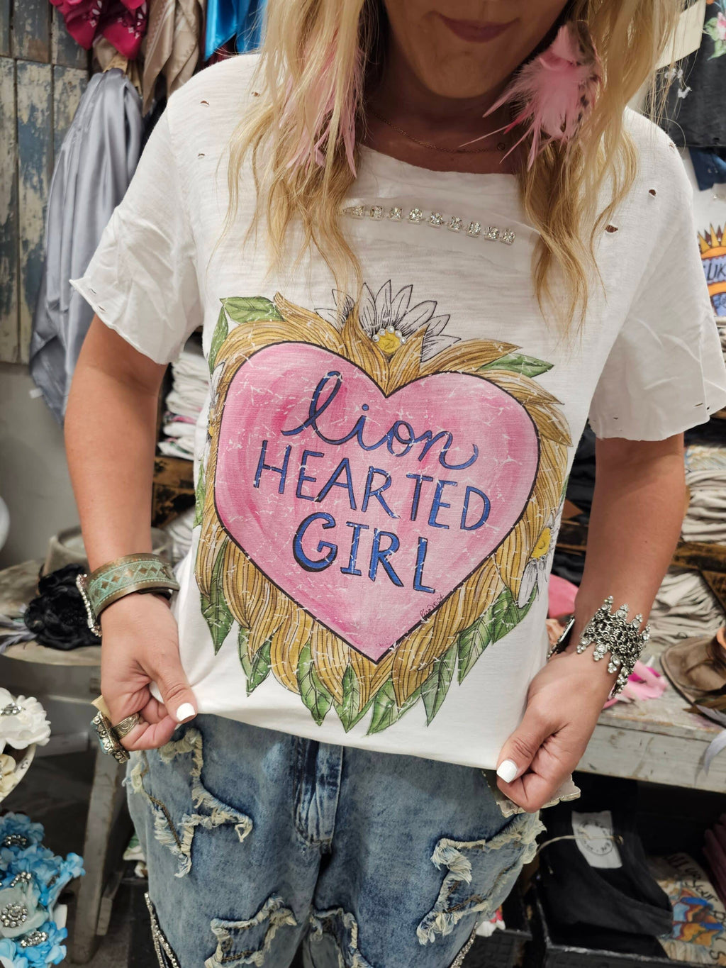 "Lion Hearted Girl" Tattered Tee image 0