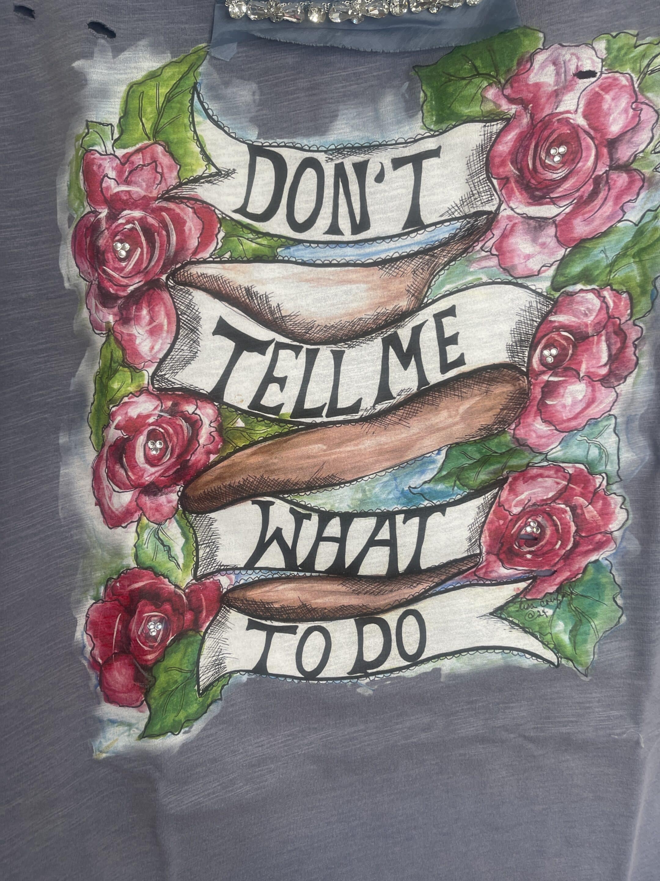 Don't Tell Me What to Do Hand Distressed Shirt image 2