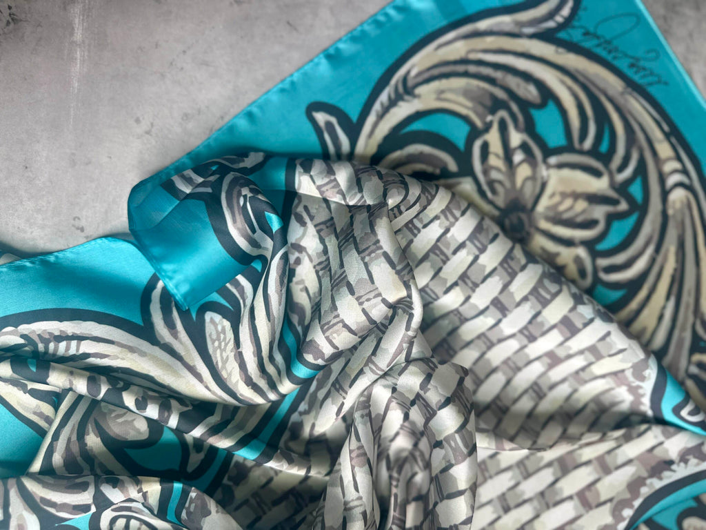 Turquoise Tooled Monochrome Wild Rag image 4