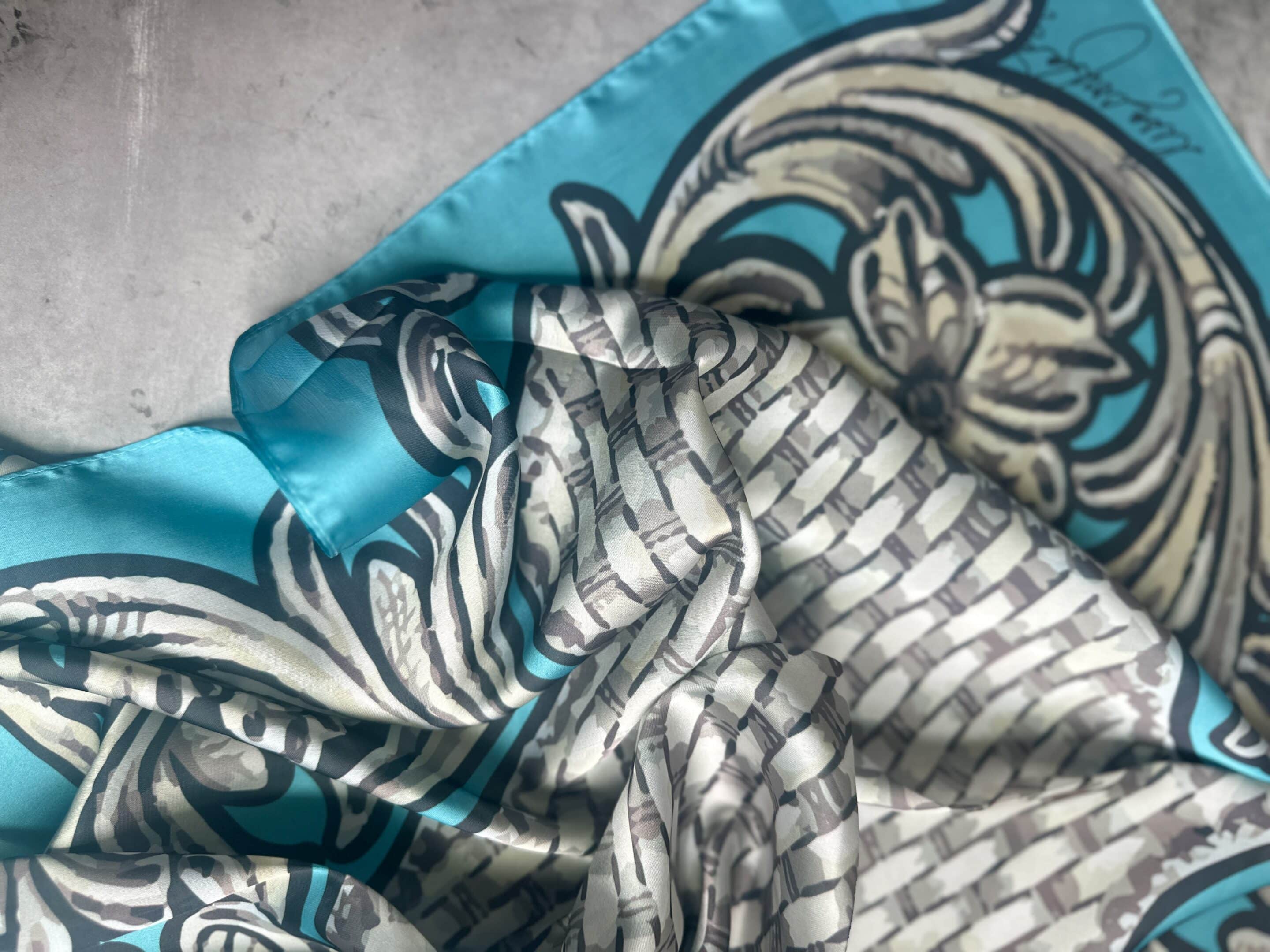 Turquoise Tooled Monochrome Wild Rag image 4