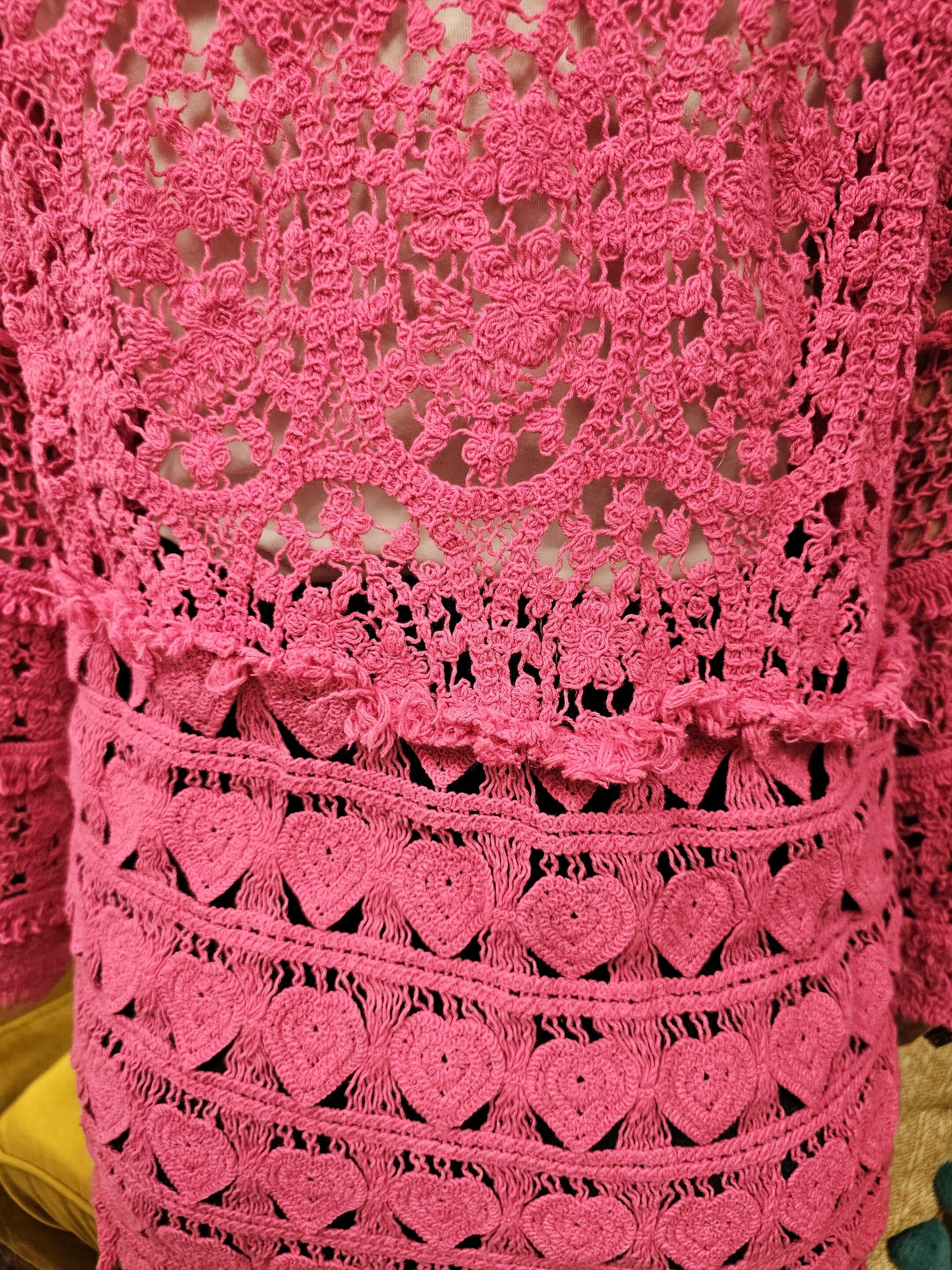 Hand Crochet Magenta Heart Shirt image 5