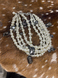 5 Strand Pearl Crystal Necklace image 2
