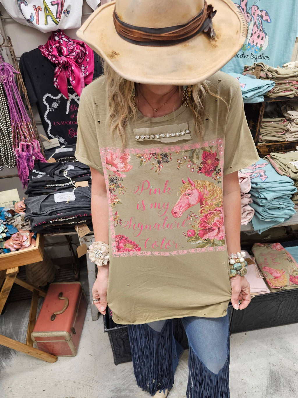 Pink Is My Signature Color Tattered Shirt image 2