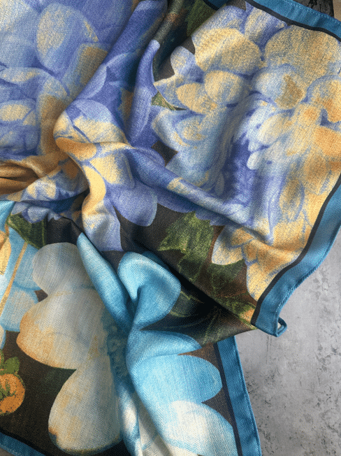 Turquoise and Lavender Lotus Silk Velvet Wild Rag image 5