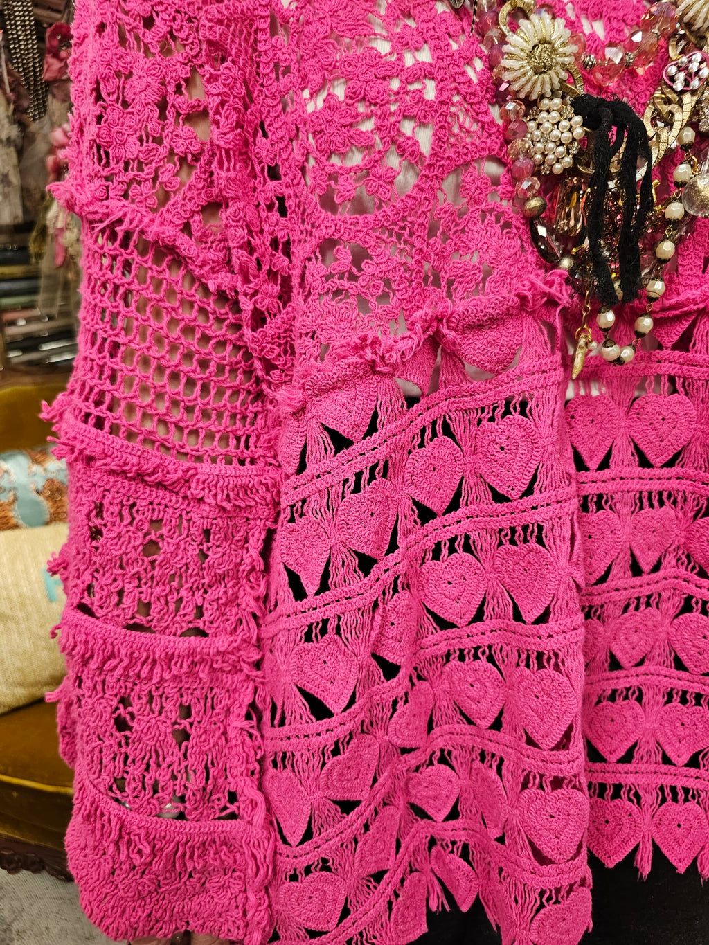 Hand Crochet Magenta Heart Shirt image 2