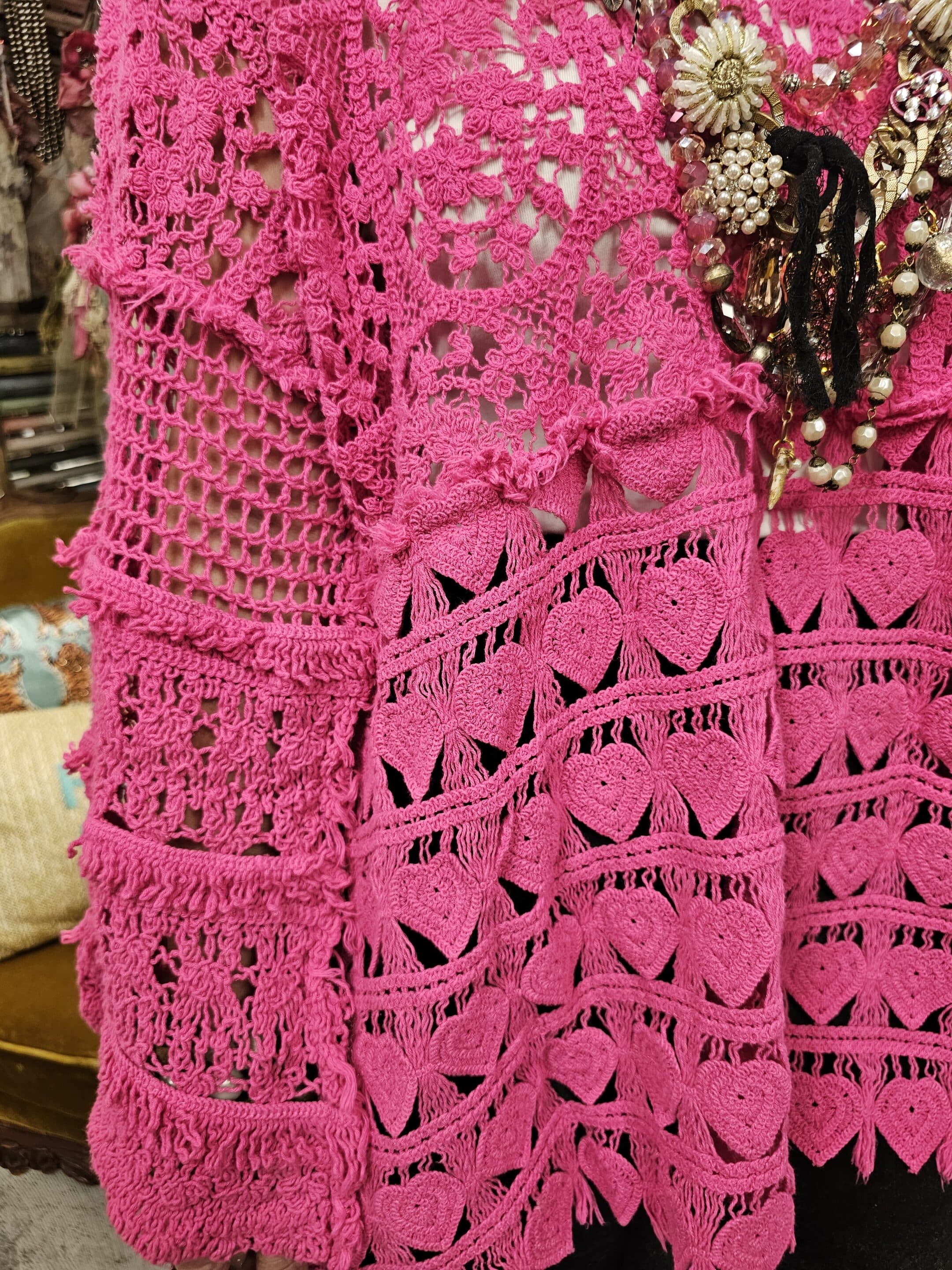 Hand Crochet Magenta Heart Shirt image 2