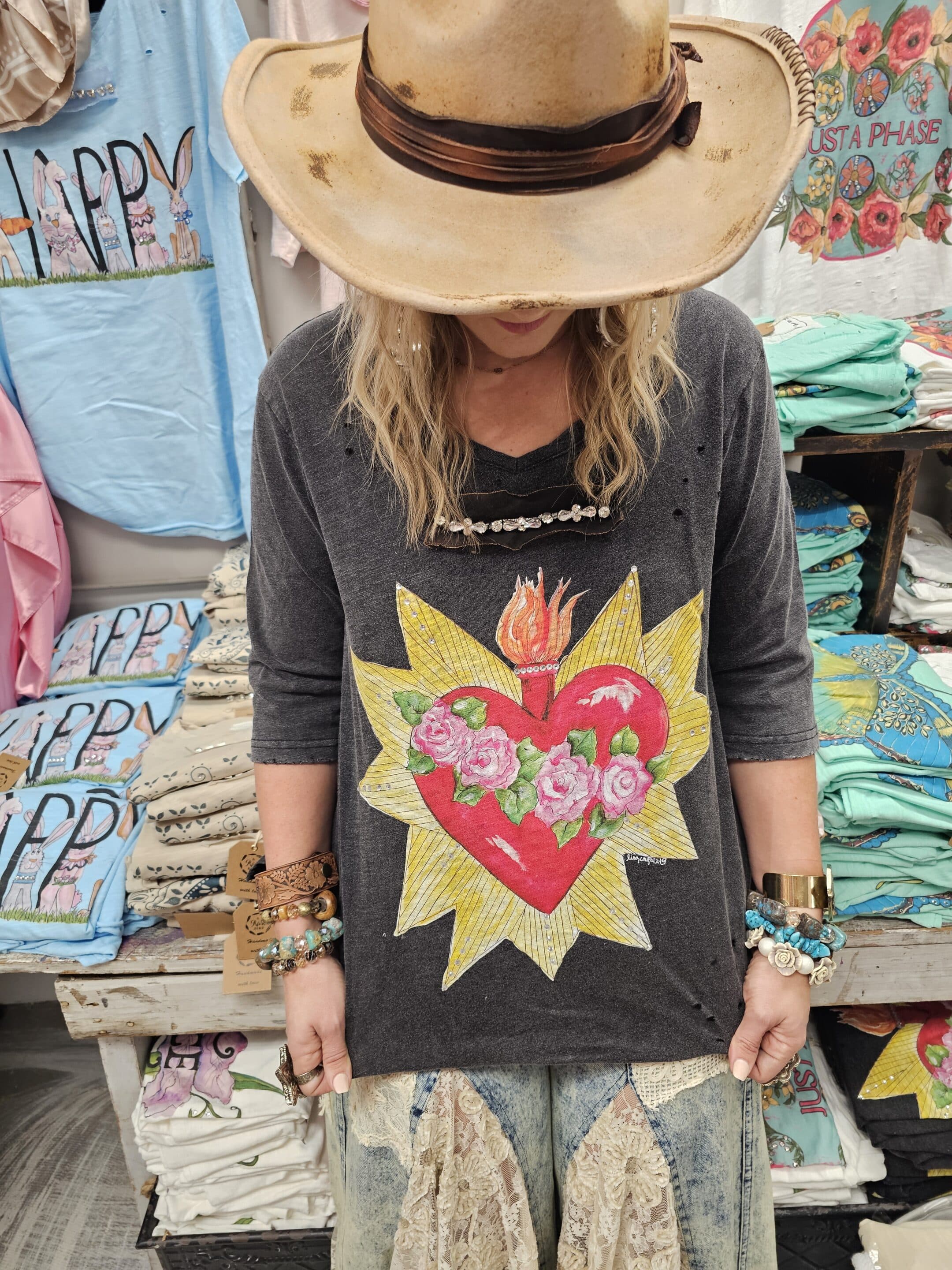 Blazing Heart 3/4 Tattered Tee Bundle image 1