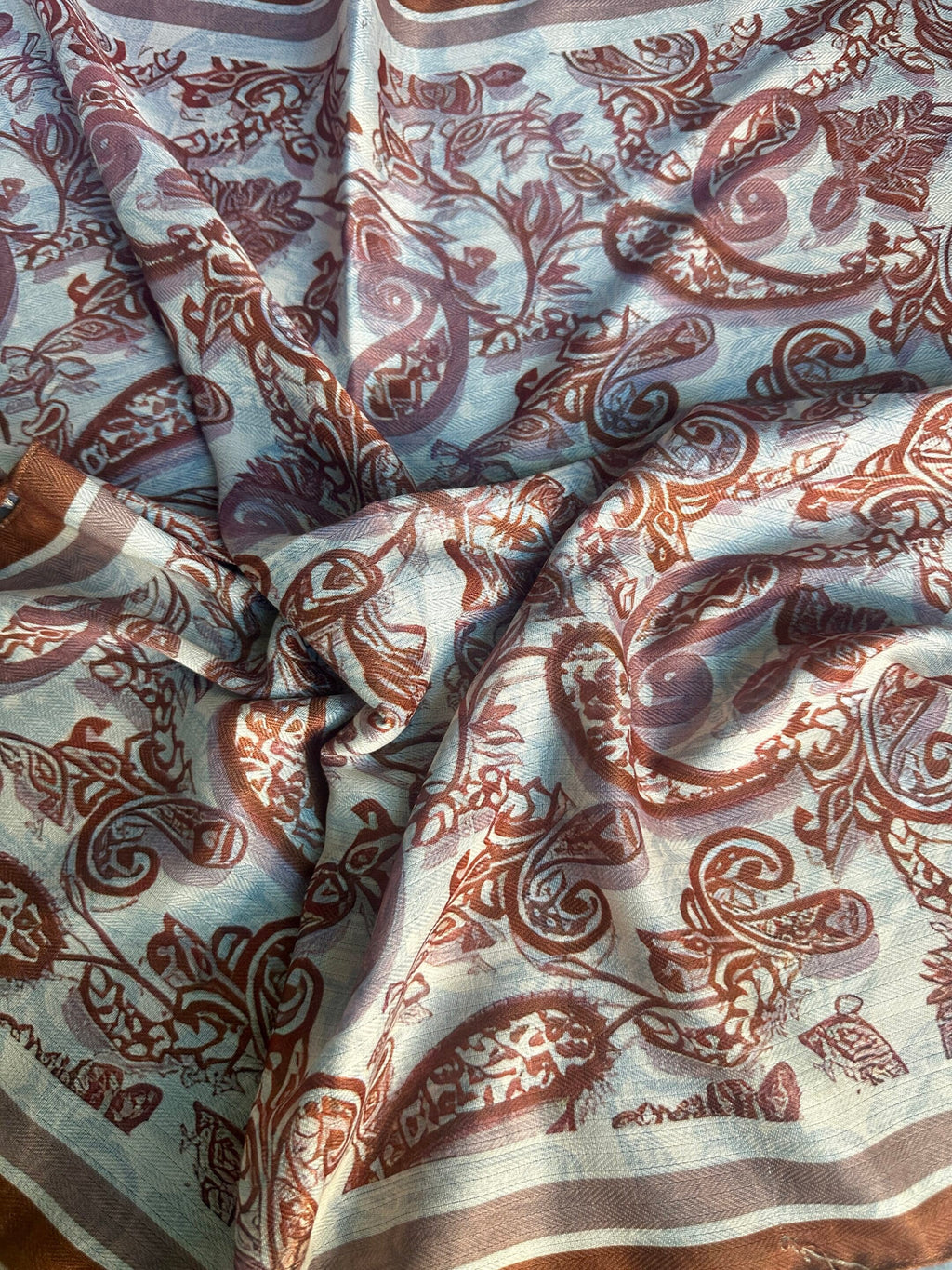 Rust Paisley/Navy Paisley Silk Velvet Wild Rag image 2