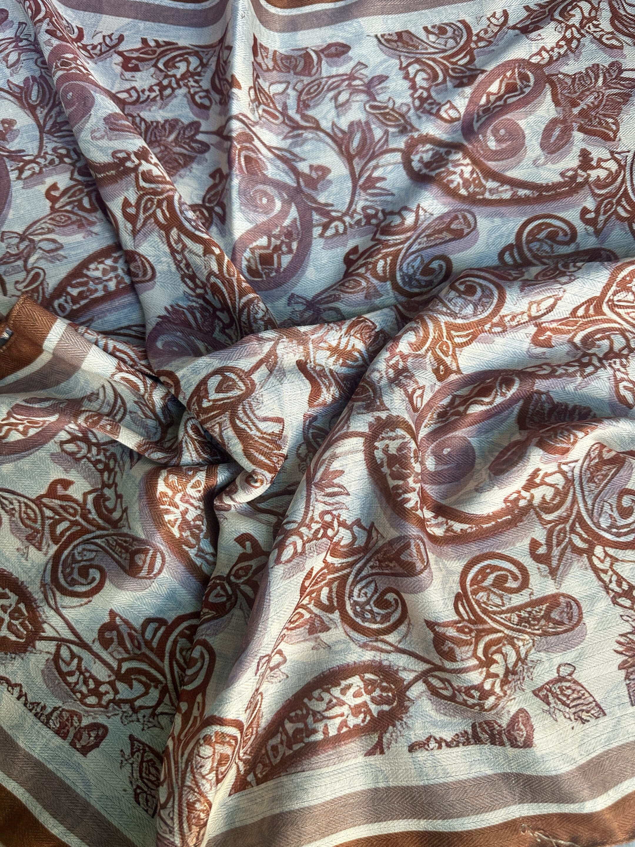Rust Paisley/Navy Paisley Silk Velvet Wild Rag image 2