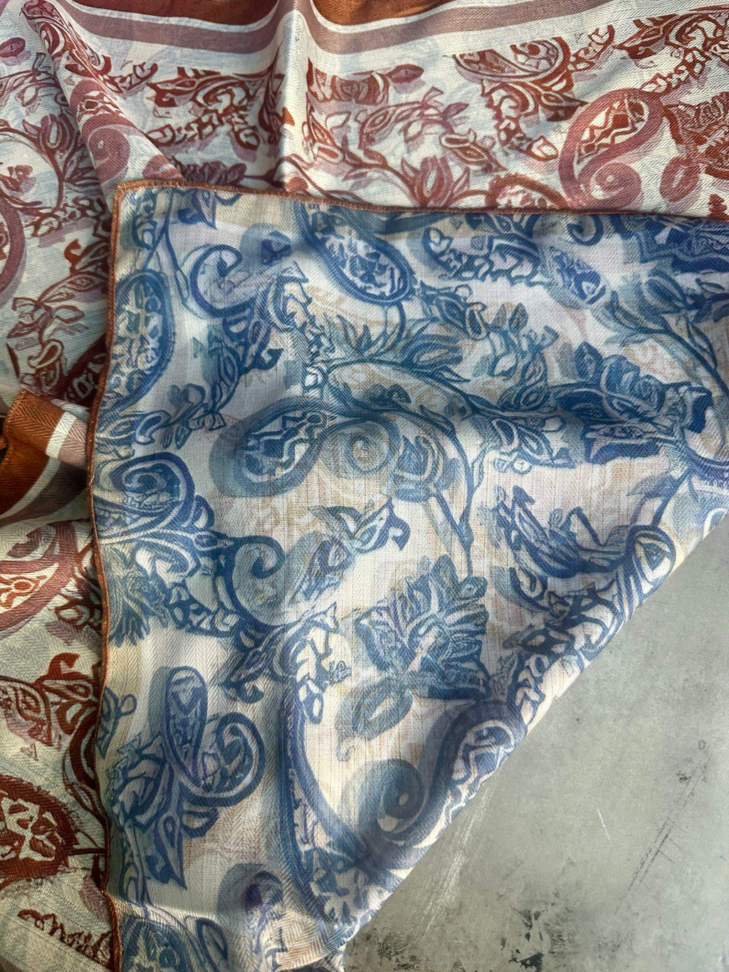 Rust Paisley/Navy Paisley Silk Velvet Wild Rag image 3