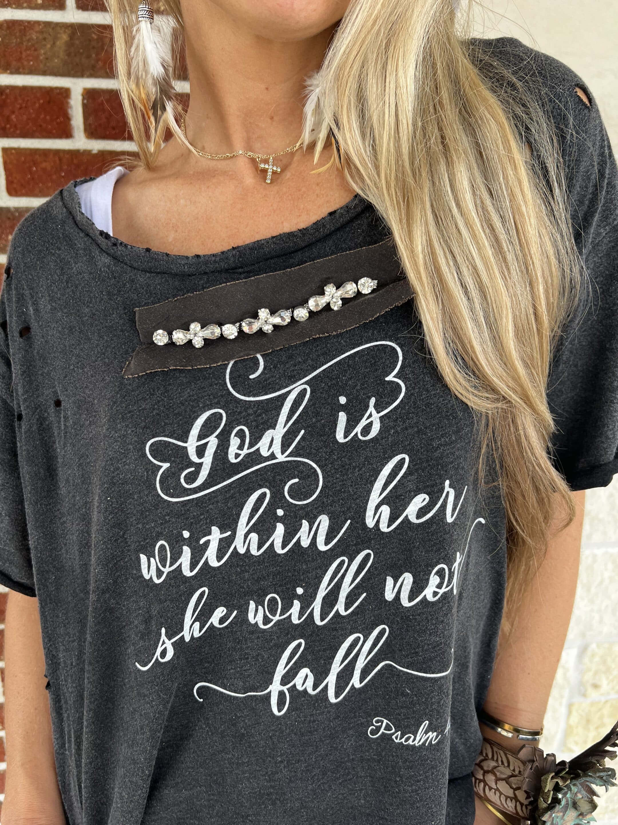 "God is within Her" Distressed Shirt image 0