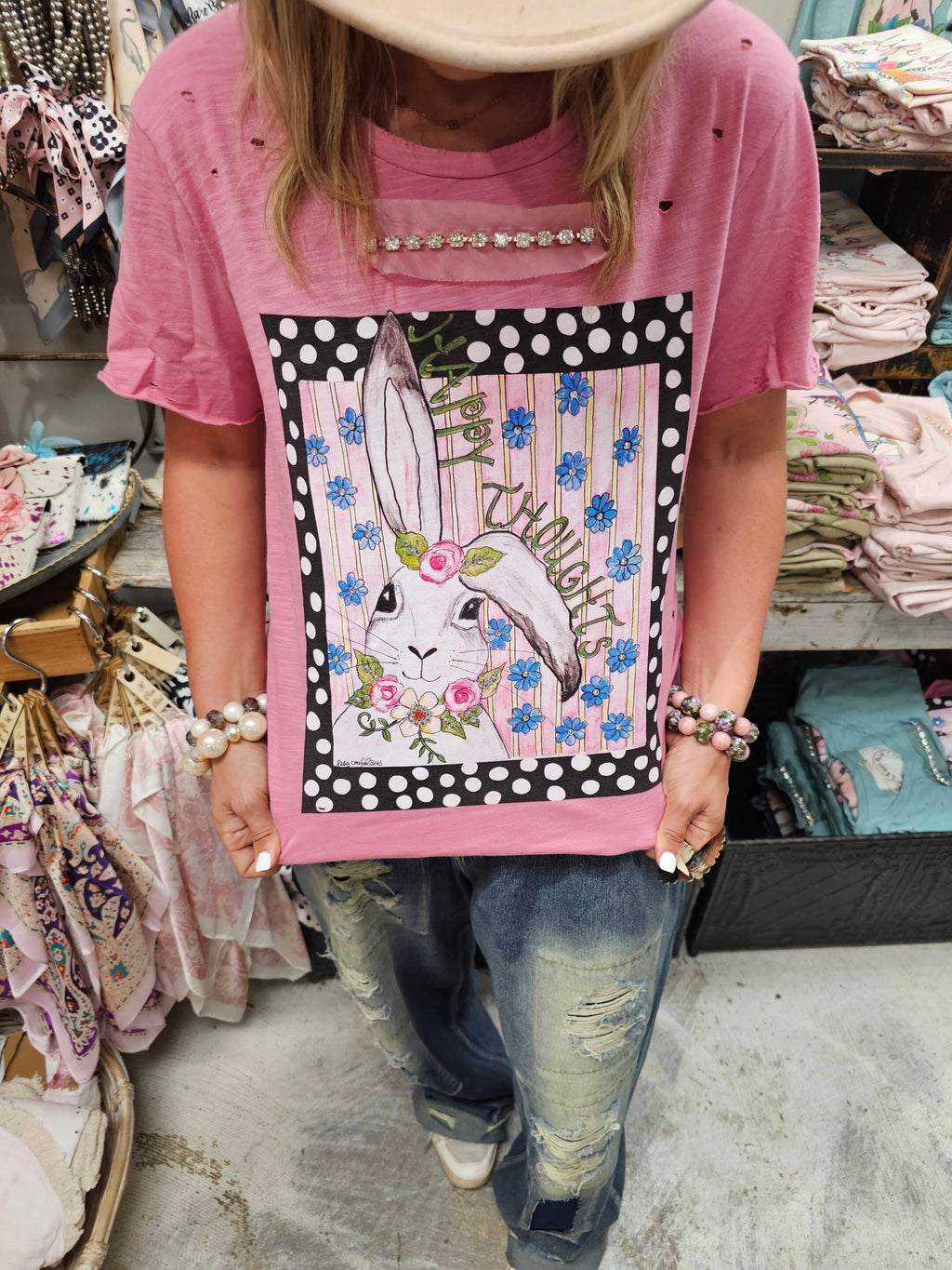 Happy Thoughts Bunny Tattered Tee image 0