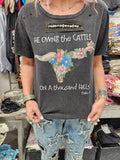 He Owns the Cattle Distressed Shirt image 0