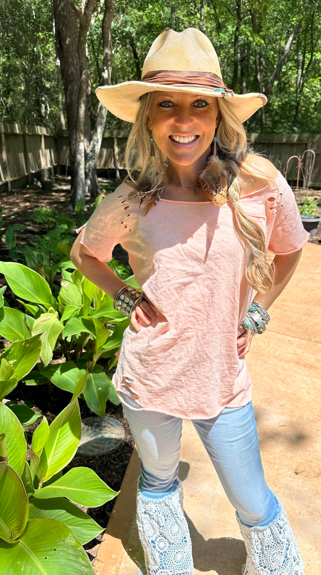 Peach Rip Tattered Shirt image 0