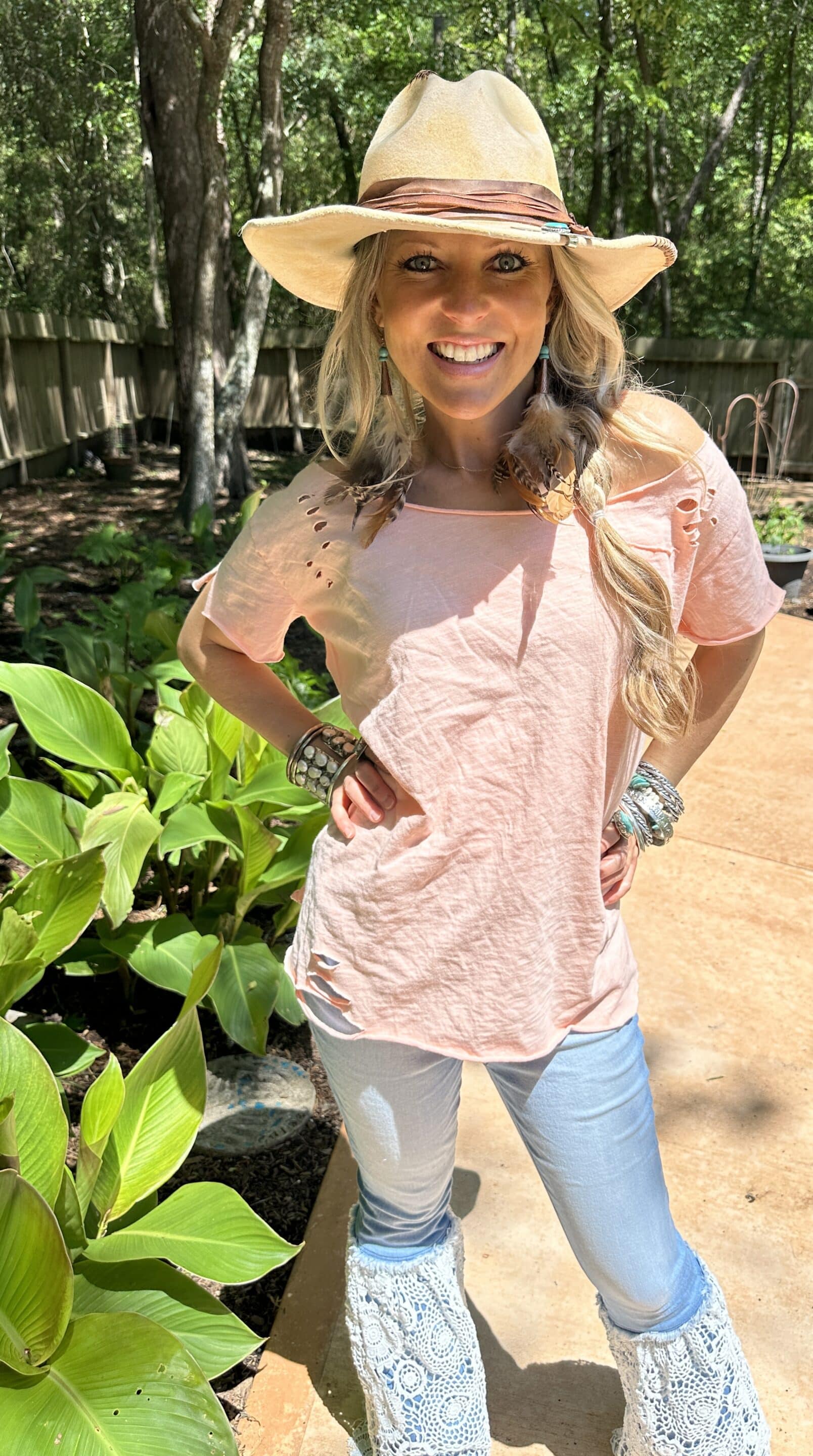 Peach Rip Tattered Shirt image 0