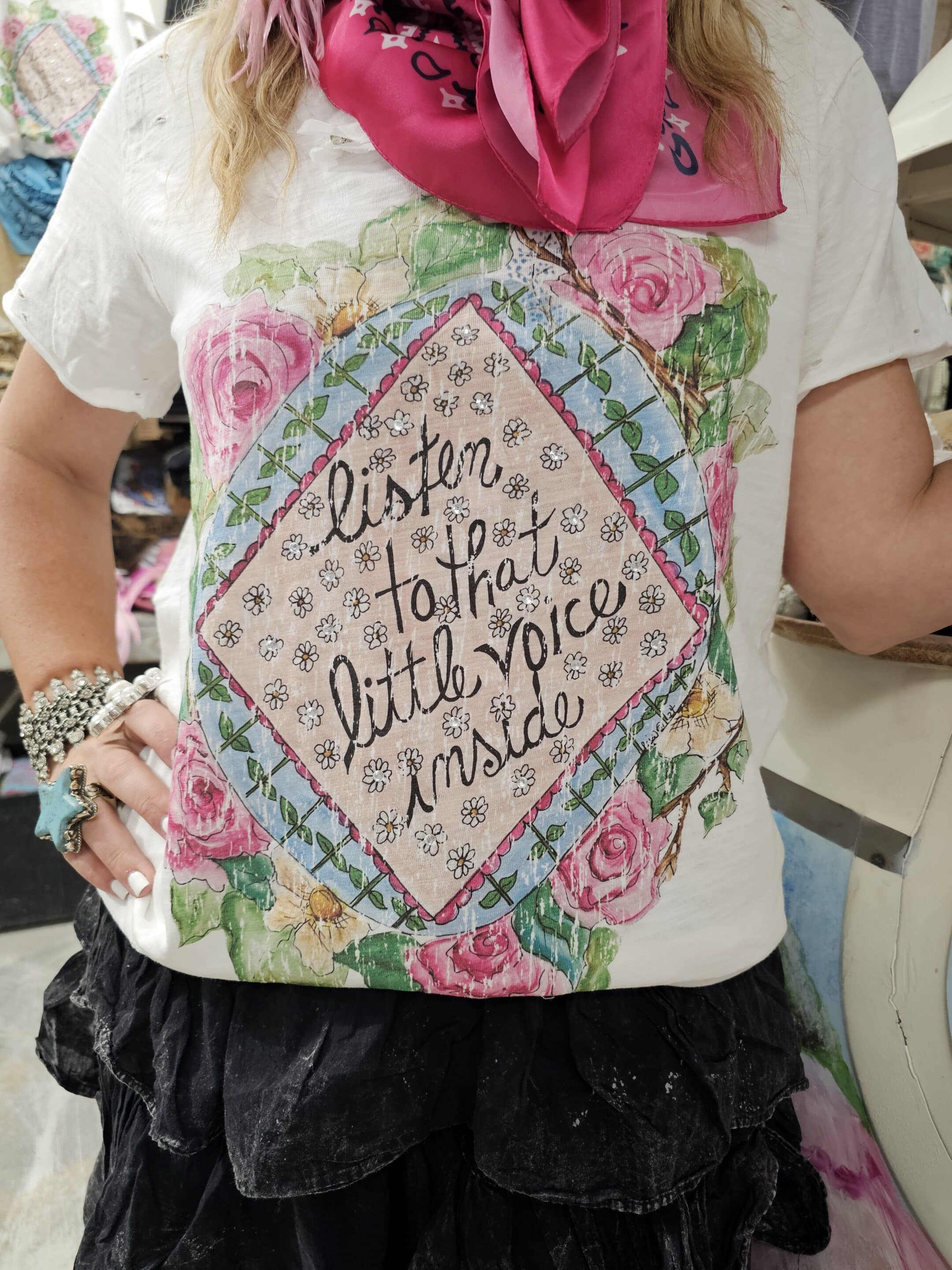 "Listen to that Little Voice Inside" Tattered Tee image 0
