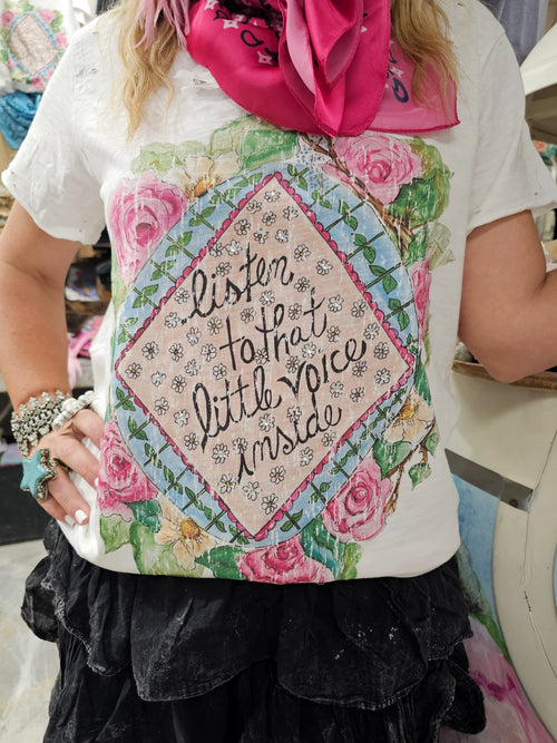 "Listen to that Little Voice Inside" Tattered Tee image 0