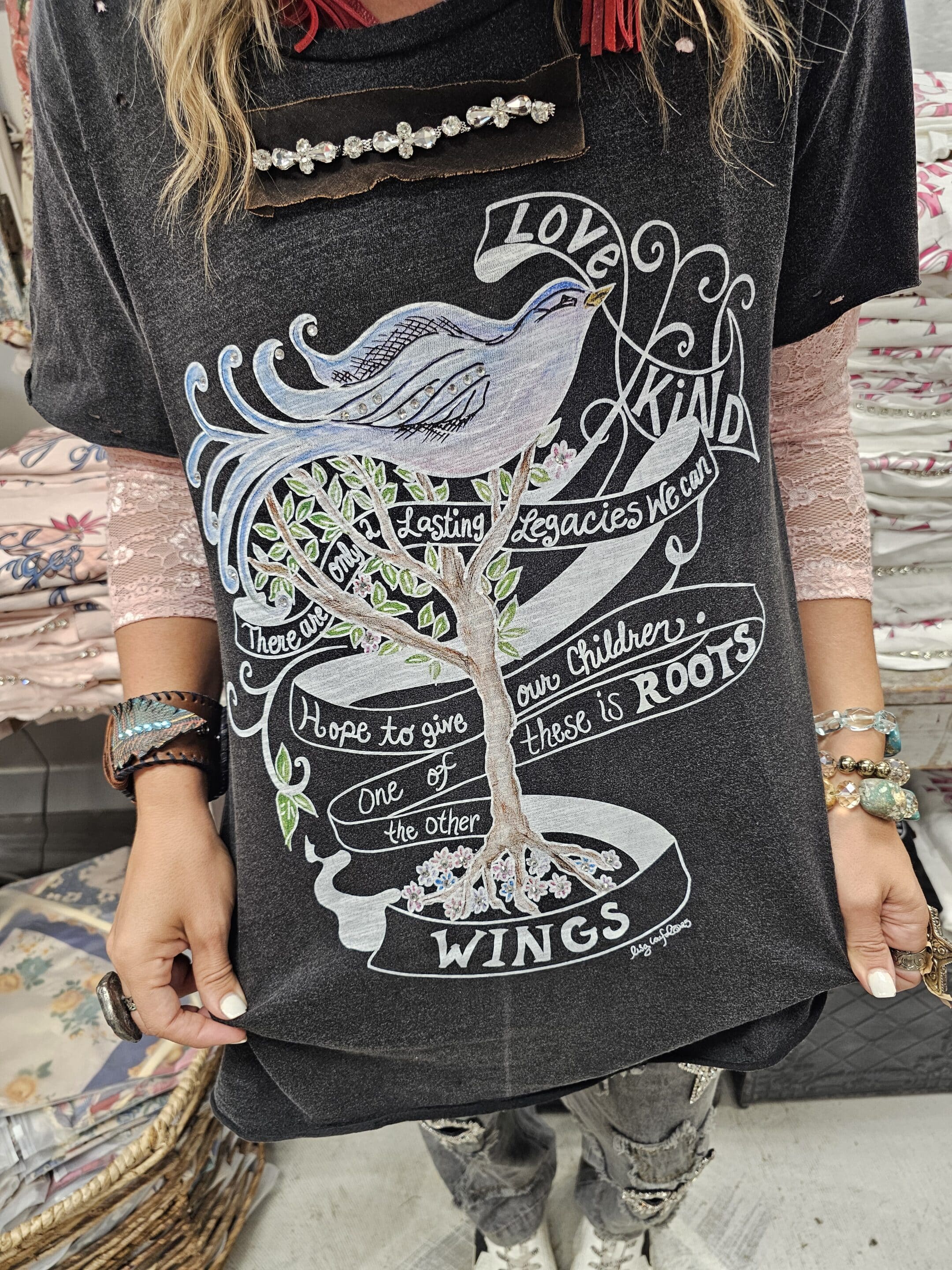 Roots and Wings Distressed Shirt image 0