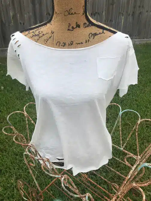 White Rip Tattered Shirt image 0