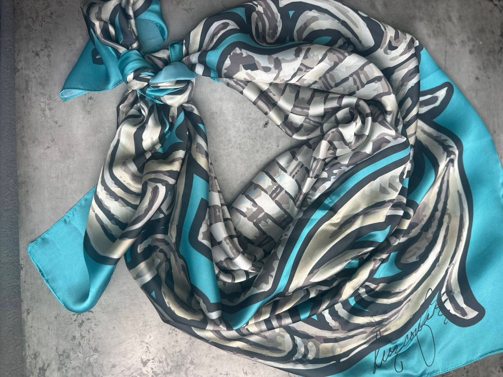 Turquoise Tooled Monochrome Wild Rag image 0