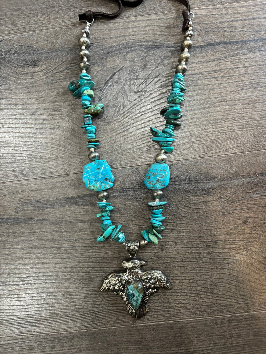 Turquoise Rope Eagle Necklace