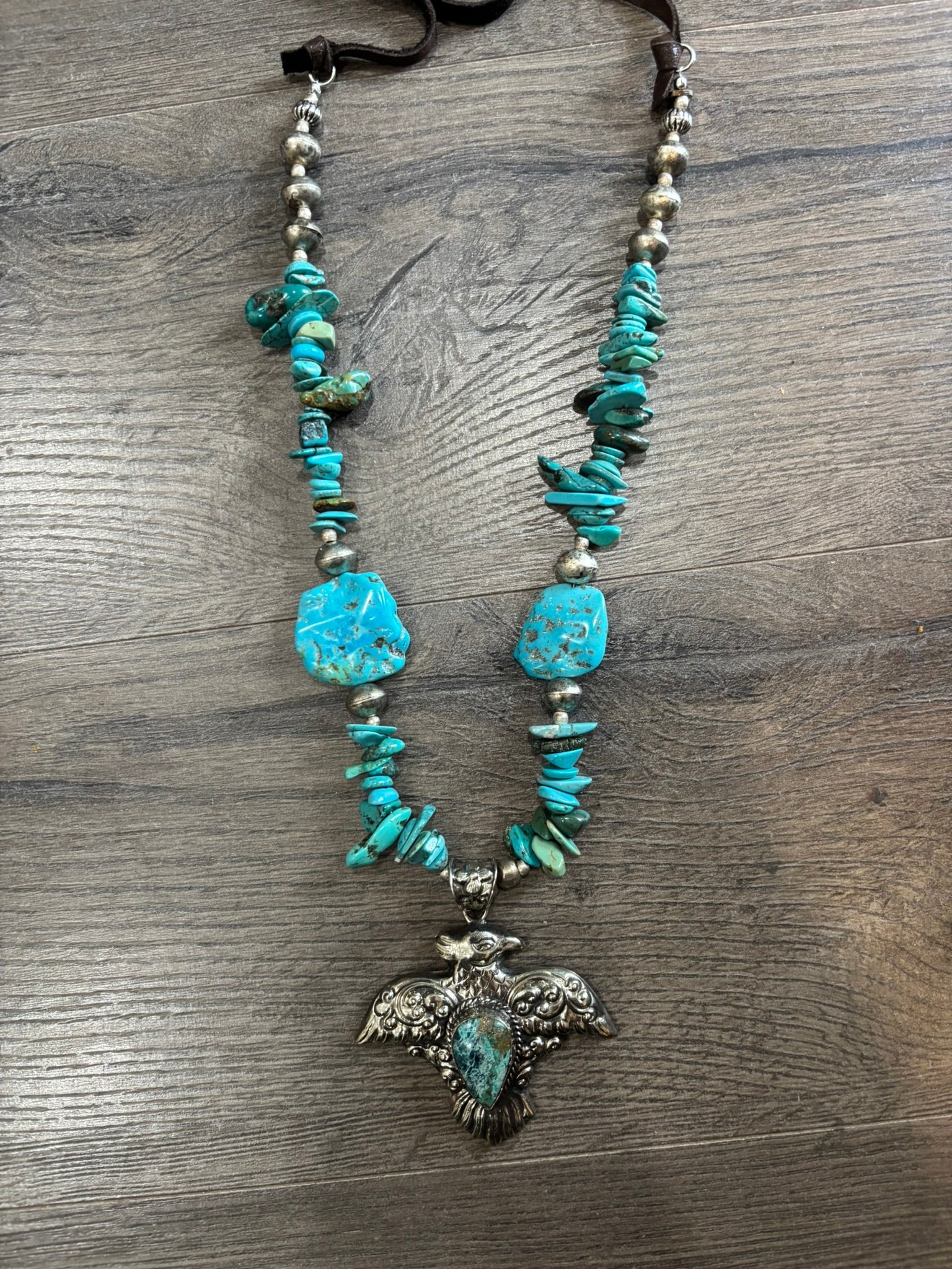 Turquoise Rope Eagle Necklace