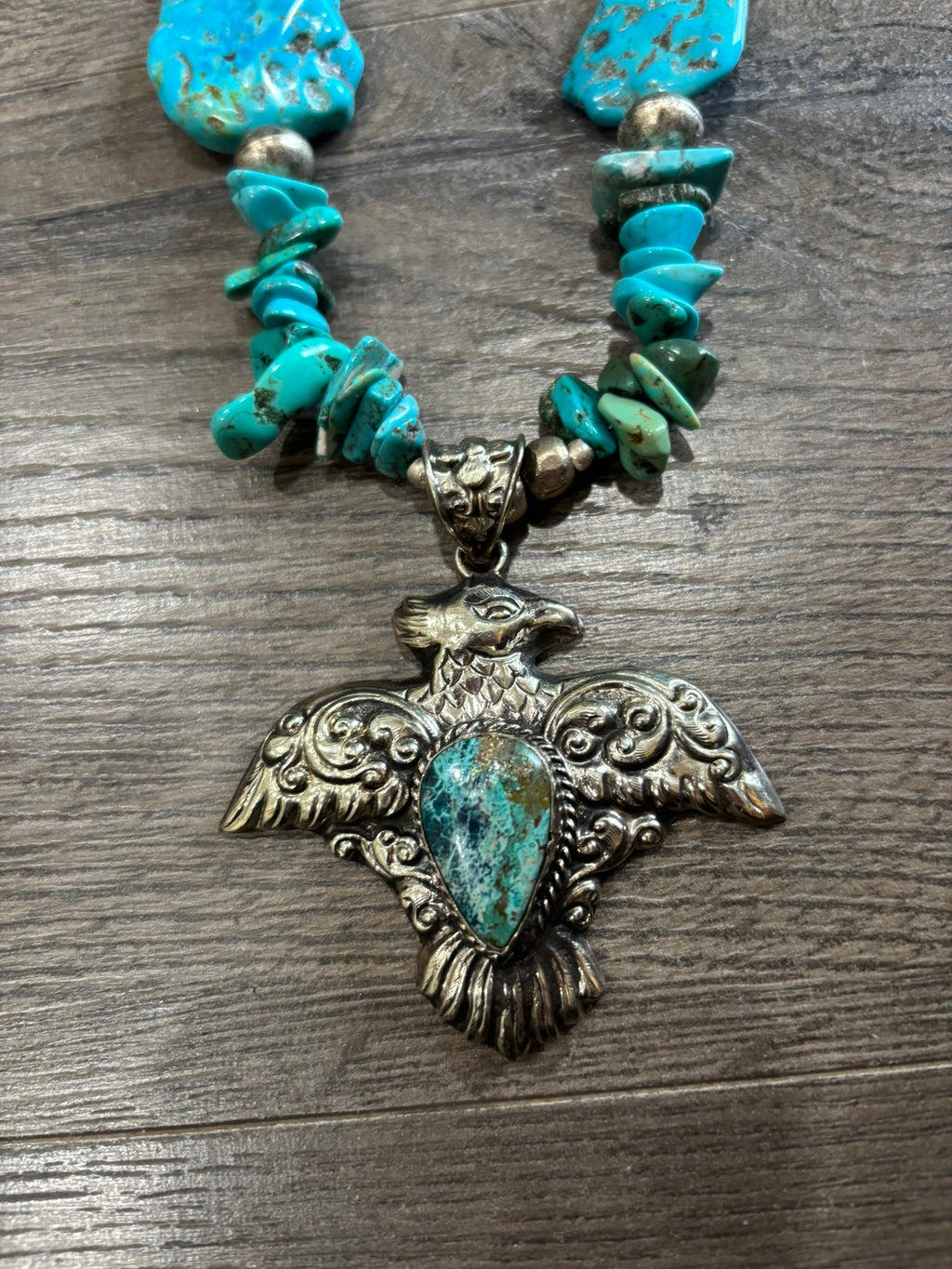 Turquoise Rope Eagle Necklace