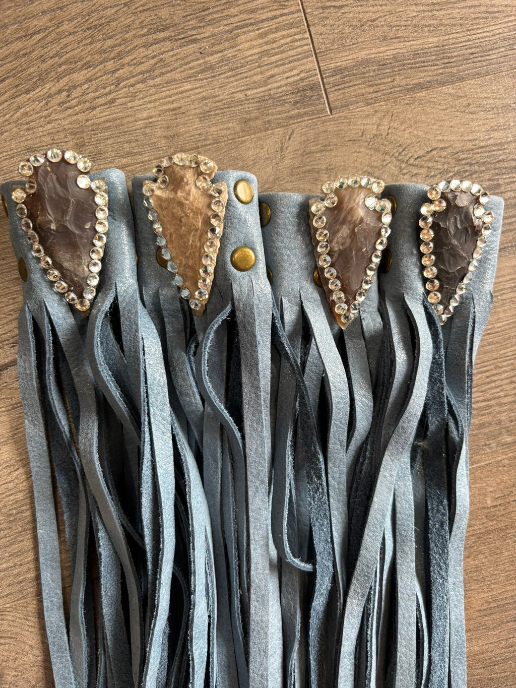 Denim Arrowhead Boot Leather Tassel