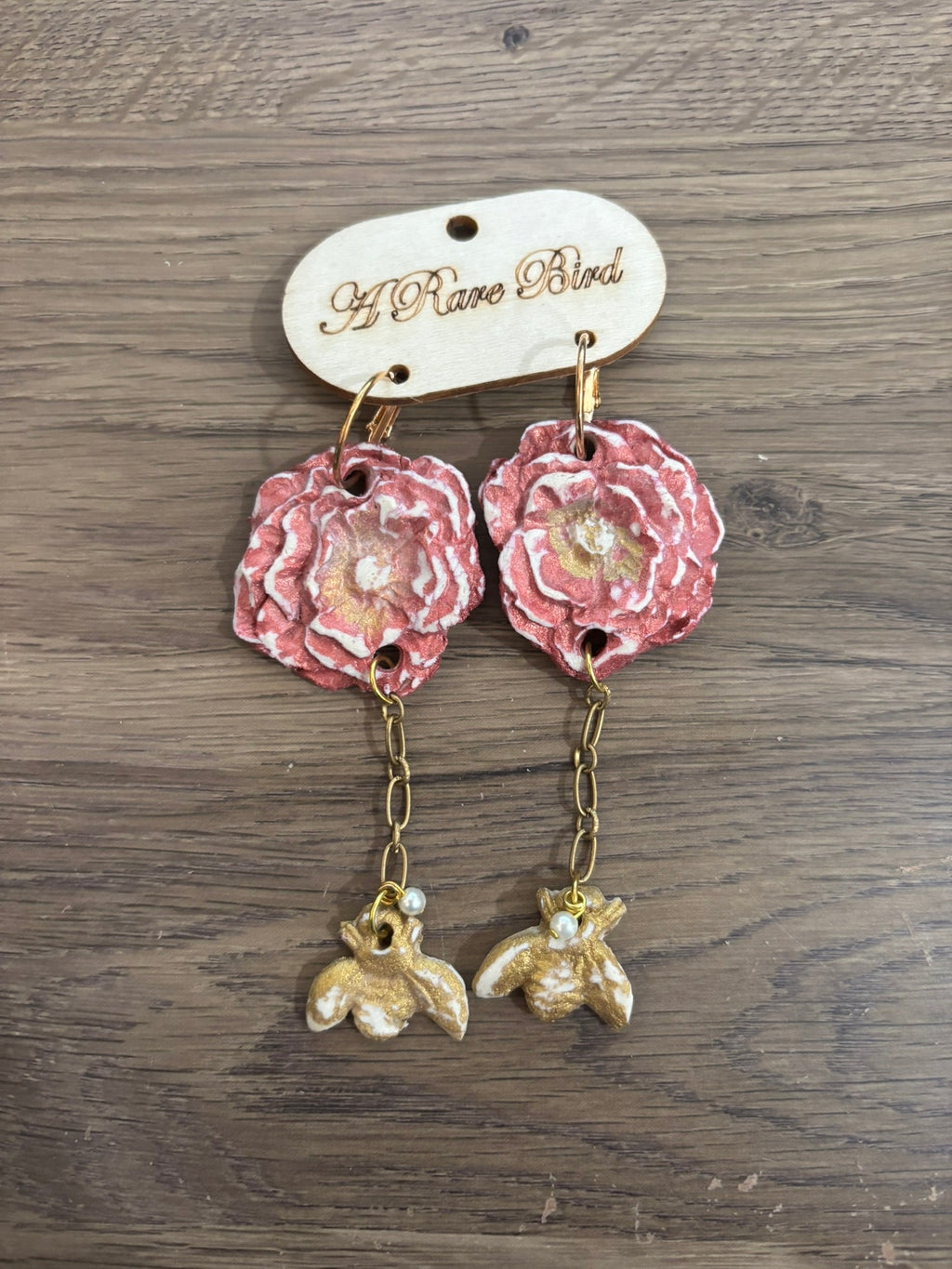 Bumble Bee Rose Earrings