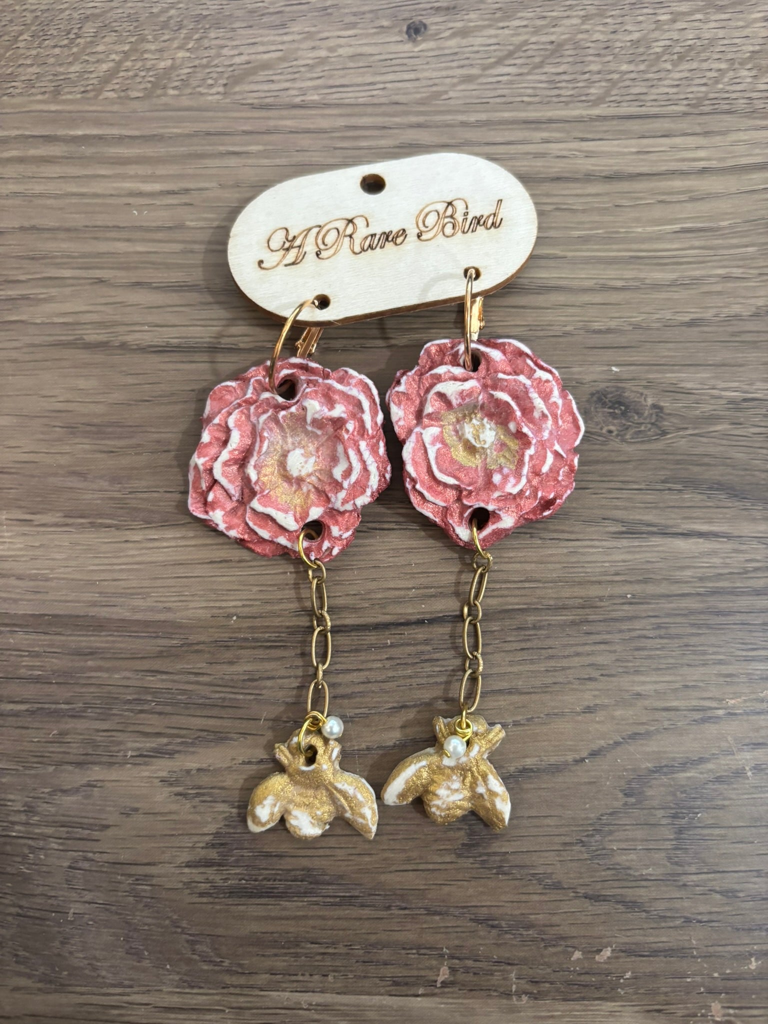 Bumble Bee Rose Earrings