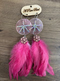 Pink Sea Glass Feather Earrings