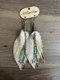 Starlight & Ivory Leather Feather Earrings
