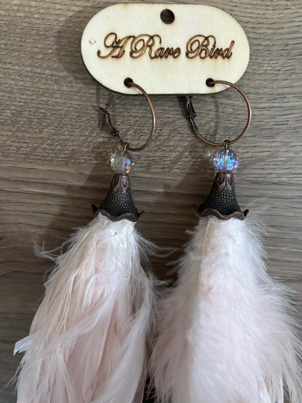 Pink Bell Feather Earrings