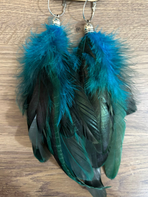 Blue Sky Bell Feather Earrings