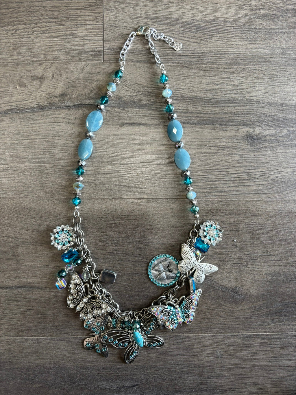 Blue Crystal Butterfly Necklace
